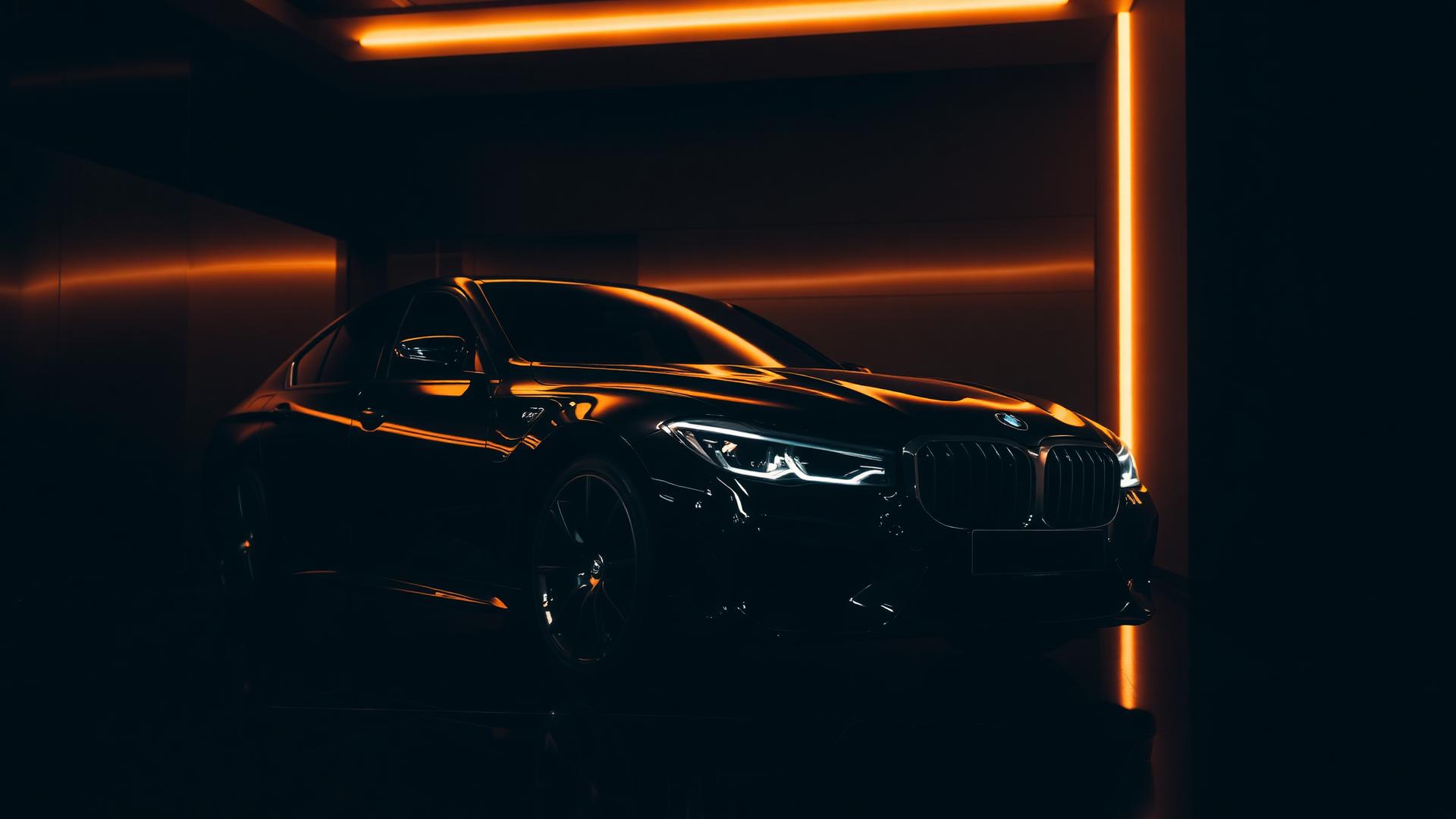 Luxury vehicle in showroom